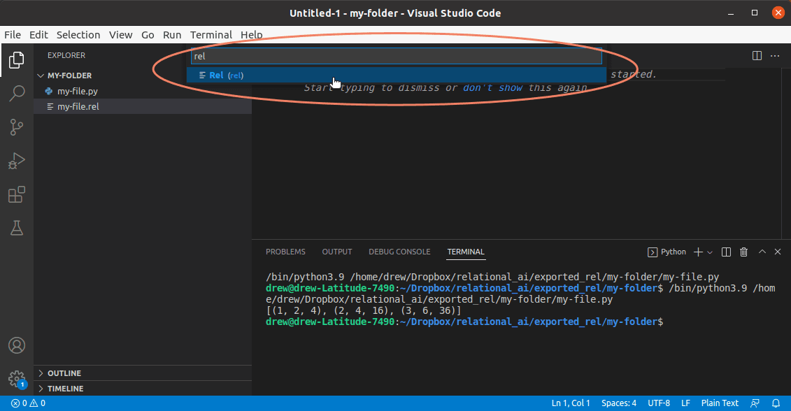 Select Rel language in VScode