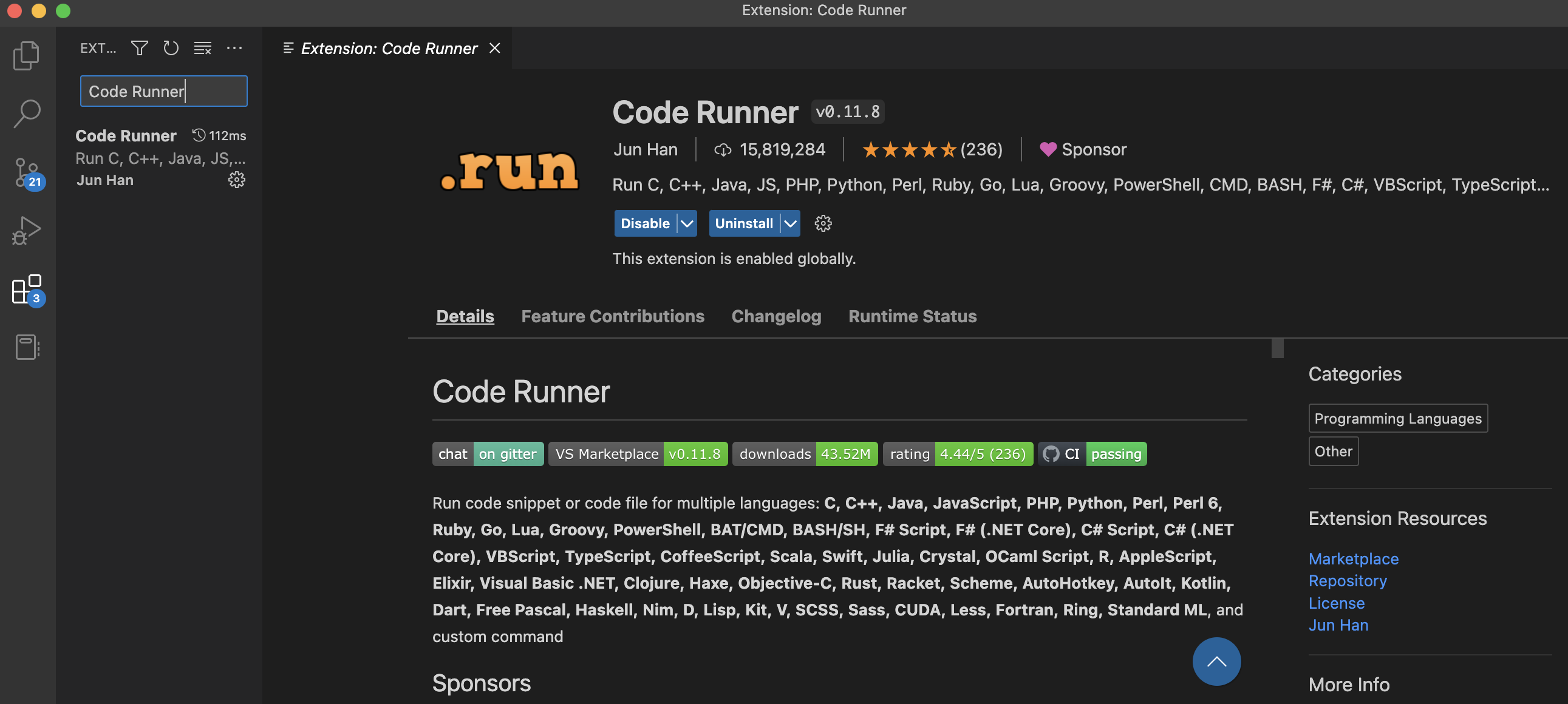Install Code Runner