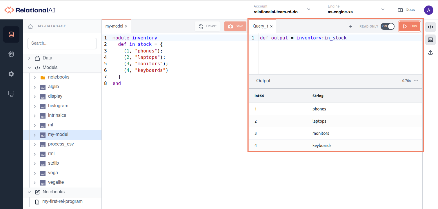 initial view of the Query Editor